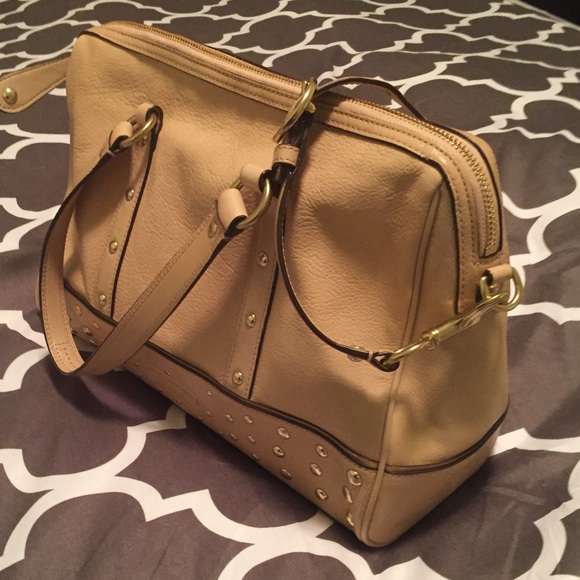 COACH bag, handles and strap, natural/tan color, about 12 in. - Picture 6 of 8